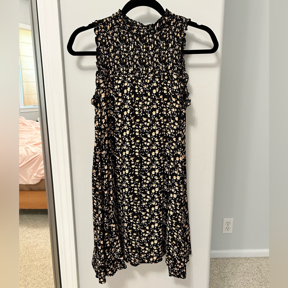 Smocked Floral High Neck Dress